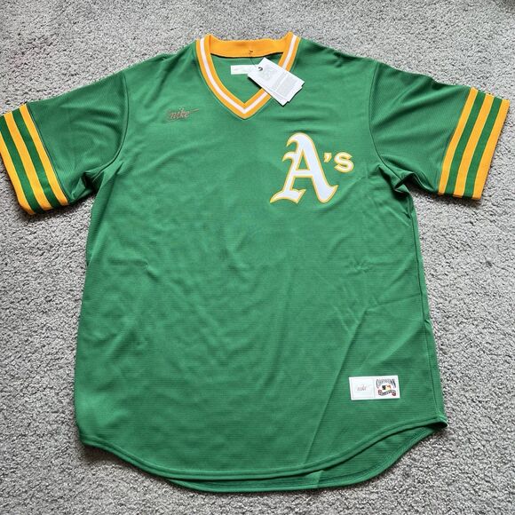 Official Reggie Jackson Oakland A's Cooperstown Throwback Jersey Nike Men Sz L - Picture 2 of 15
